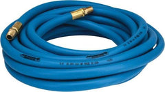 PRO-SOURCE - 3/8" ID x 19/32" OD 25' Long Multipurpose Air Hose - MNPT x MNPT Ends, 300 Working psi, 23 to 150°F, 1/4" Fitting, Blue - Makers Industrial Supply