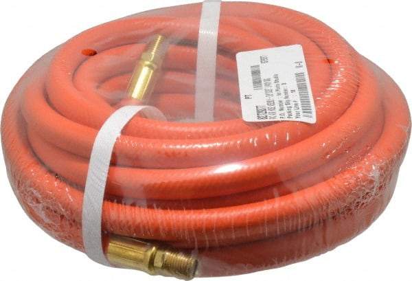 PRO-SOURCE - 3/8" ID x 19/32" OD 25' Long Multipurpose Air Hose - MNPT x MNPT Ends, 300 Working psi, 23 to 150°F, 1/4" Fitting, Orange - Makers Industrial Supply