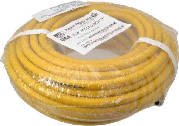 PRO-SOURCE - 1/4" ID x 15/32" OD 50' Long Multipurpose Air Hose - MNPT x MNPT Ends, 300 Working psi, 23 to 150°F, 1/4" Fitting, Yellow - Makers Industrial Supply