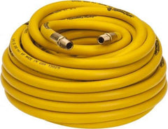 PRO-SOURCE - 3/8" ID x 19/32" OD 50' Long Multipurpose Air Hose - MNPT x MNPT Ends, 300 Working psi, 23 to 150°F, 1/4" Fitting, Yellow - Makers Industrial Supply