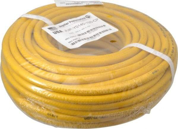 PRO-SOURCE - 1/4" ID x 15/32" OD 100' Long Multipurpose Air Hose - MNPT x MNPT Ends, 300 Working psi, 23 to 150°F, 1/4" Fitting, Yellow - Makers Industrial Supply