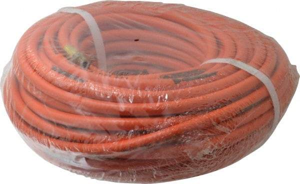 PRO-SOURCE - 1/4" ID x 15/32" OD 100' Long Multipurpose Air Hose - MNPT x MNPT Ends, 300 Working psi, 23 to 150°F, 1/4" Fitting, Orange - Makers Industrial Supply