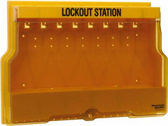 Master Lock - 1 Piece, Empty Polycarbonate Lockout Device Station - 22 Inch Wide x 15-1/2 Inch High x 4-1/8 Inch Deep, Yellow - Makers Industrial Supply