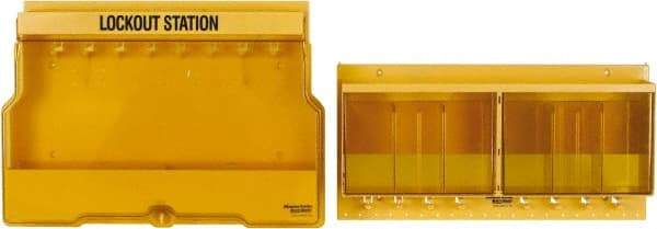 Master Lock - 1 Piece, Empty Polycarbonate Electrical and Valve Lockout Station - 23-1/2 Inch Wide x 27 Inch High x 4-1/8 Inch Deep, Yellow - Makers Industrial Supply