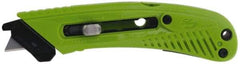 PHC - Retractable Utility Knife - 1-5/8" Blade, Lime Green Plastic Handle, 1 Blade Included - Makers Industrial Supply