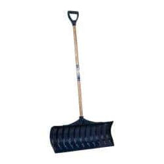 UnionTools - 30 Inch Wide Blade x 11-1/2 Inch High Blade Pusher Snow Shovel - 43 Inch Long Ash Shaft Handle with Poly D-Grip - Makers Industrial Supply