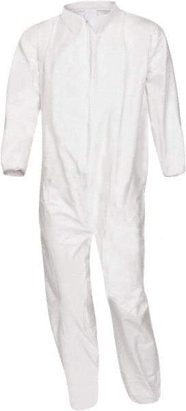 PRO-SAFE - Size 6XL Film Laminate Chemical Resistant Coveralls - White, Zipper Closure, Elastic Cuffs, Elastic Ankles, Serged Seams, ISO Class 5 - Makers Industrial Supply