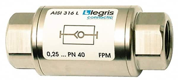 Legris - 1/4" Stainless Steel Check Valve - Unidirectional, Female BSPP x Female BSPP, 580 WOG - Makers Industrial Supply