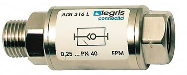 Legris - 1" Stainless Steel Check Valve - Unidirectional, Male BSPP x Female BSPP, 580 WOG - Makers Industrial Supply