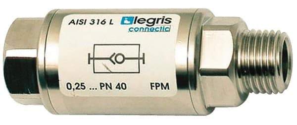 Legris - 3/4" Stainless Steel Check Valve - Unidirectional, Female BSPP x Male BSPP, 580 WOG - Makers Industrial Supply