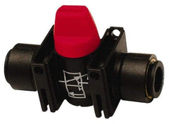 Legris - 12mm Pipe, Standard Port, Composite Miniature Ball Valve - 1 Piece, Inline - Two Way Flow, Push-to-Connect x Push-to-Connect Ends, Short Handle, 150 WOG - Makers Industrial Supply