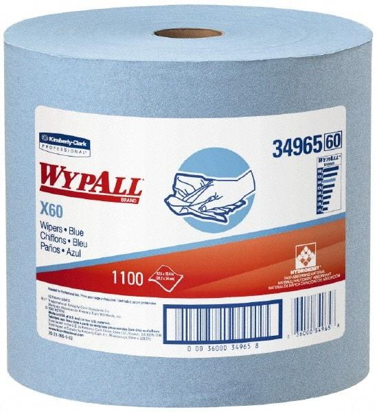 WypAll - X60 Dry Shop Towel/Industrial Wipes - Jumbo Roll, 13-3/8" x 12-1/2" Sheet Size, Blue - Makers Industrial Supply