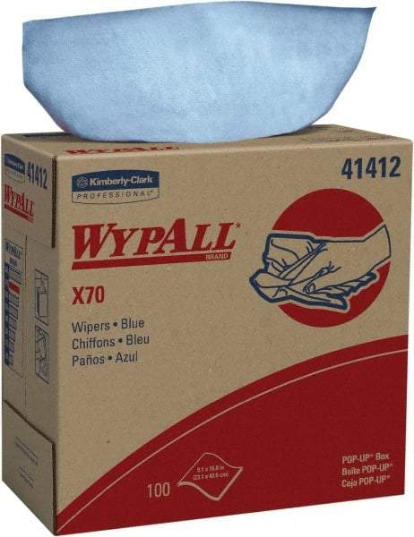 WypAll - X70 Reusable Shop Towel/Industrial Wipes - Pop-Up, 16-3/4" x 9" Sheet Size, Blue - Makers Industrial Supply