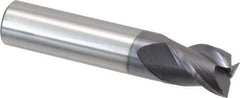 Accupro - 1/2", 5/8" LOC, 1/2" Shank Diam, 2-1/2" OAL, 3 Flute, Solid Carbide Square End Mill - Single End, AlTiN Finish, Spiral Flute, 40° Helix, Centercutting, Right Hand Cut, Right Hand Flute - Makers Industrial Supply