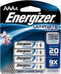 Energizer - Size AAA, Lithium, Photo Battery - 1.5 Volts, Button Tab Terminal, FR03 - Makers Industrial Supply