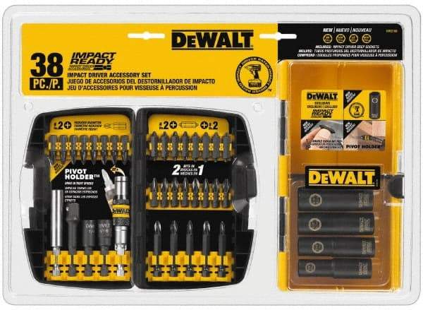 DeWALT - 38 Piece, Impact Ready Accessory Set - 1/4" Hex Shank, 3/8" Sockets Drive - Makers Industrial Supply