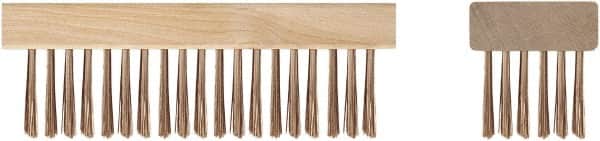 Ampco - 19 Rows x 6 Columns Bronze Scratch Brush - 7-1/4" OAL, 1-3/4" Trim Length, Wood Straight Handle - Makers Industrial Supply