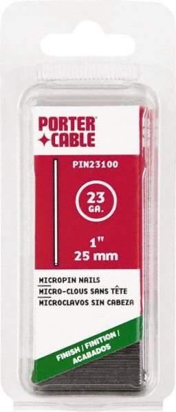 Porter-Cable - 23 Gauge 1" Long Pin Nails for Power Nailers - Steel, Galvanized Finish, Straight Stick Collation, Chisel Point - Makers Industrial Supply