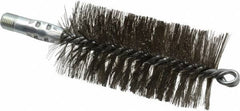 Schaefer Brush - 4-1/2" Brush Length, 2-1/4" Diam, Double Stem, Double Spiral Tube Brush - 7-1/4" Long, Stainless Steel, 1/4" NPSM Male Connection - Makers Industrial Supply