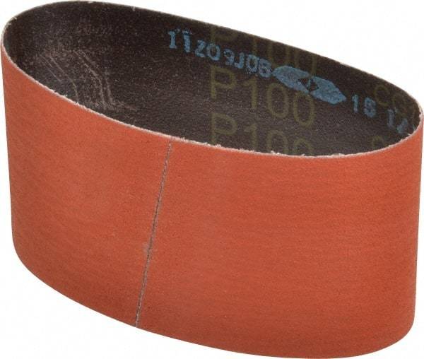 3M - 3-1/2" Wide x 15-1/2" OAL, 100 Grit, Ceramic Abrasive Belt - Ceramic, Fine, Coated, Y Weighted Cloth Backing, Wet/Dry, Series 777F - Makers Industrial Supply