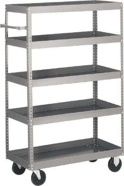 Quantum Storage - 1,000 Lb Capacity, 42" Wide x 18" Long x 57" High Shelf Cart - 5 Shelf, Steel - Makers Industrial Supply