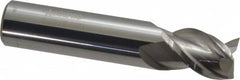 Accupro - 1/2", 5/8" LOC, 1/2" Shank Diam, 2-1/2" OAL, 3 Flute, Solid Carbide Square End Mill - Single End, Uncoated, Spiral Flute, 40° Helix, Centercutting, Right Hand Cut, Right Hand Flute - Makers Industrial Supply