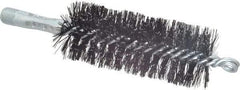 Schaefer Brush - 4-1/2" Brush Length, 1-3/4" Diam, Double Stem, Double Spiral Tube Brush - 7-1/2" Long, Tempered Steel Wire, 1/4" NPT Male Connection - Makers Industrial Supply