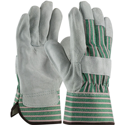 ‎83-6563/XS Split Leather Palm - Bronze - B Grade Shoulder - Green/Pink Back - Rubberized SC - Exact Industrial Supply