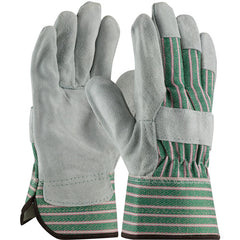 ‎83-6563/XXL Split Leather Palm - Bronze - B Grade Shoulder - Green/Pink Back - Rubberized SC - Exact Industrial Supply