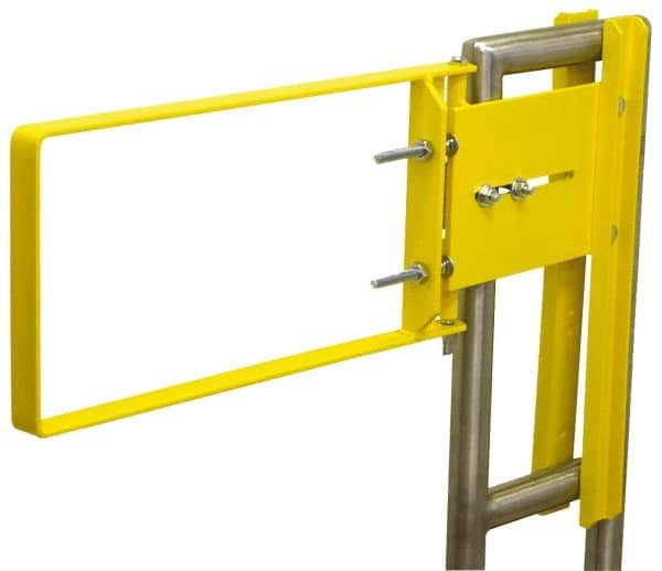 FabEnCo - Powder Coated Carbon Steel Self Closing Rail Safety Gate - Fits 34 to 36-1/2" Clear Opening, 36-1/2" Wide x 12" Door Height, 37 Lb, Yellow - Makers Industrial Supply