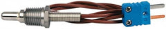 Thermo Electric - 0 to 700°F, T Pipe Plug, Thermocouple Probe - 5 Ft. Cable Length, Mini Connector, 1/2 Inch Probe Sheath Length, 6 Sec Response Time - Makers Industrial Supply