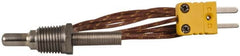 Thermo Electric - 0 to 900°F, K Pipe Plug, Thermocouple Probe - 5 Ft. Cable Length, Mini Connector, 1/2 Inch Probe Sheath Length, 6 Sec Response Time - Makers Industrial Supply