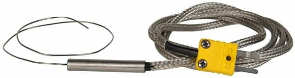 Thermo Electric - 0 to 2012°F, K Flexible, Thermocouple Probe - 3 Ft. Cable Length, Mini Connector, 12 Inch Probe Sheath Length, 4 Sec Response Time - Makers Industrial Supply