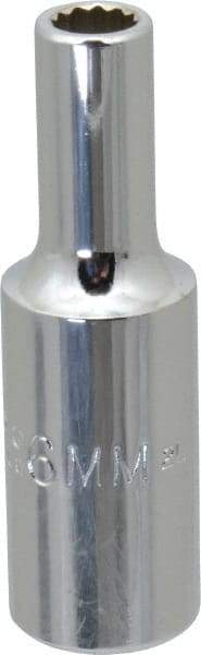 Proto - 3/8" Drive, Deep Hand Socket - 12 Points, 2-1/8" OAL, Chrome Vanadium, Chrome Finish - Makers Industrial Supply