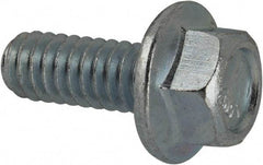 Value Collection - 1/4-20 UNC, 5/8" Length Under Head, Hex Drive Flange Bolt - 5/8" Thread Length, Grade 5 Steel, Serrated Flange, Zinc-Plated Finish - Makers Industrial Supply