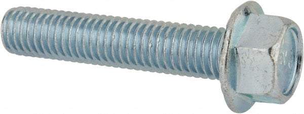 Value Collection - 1/2-13 UNC, 2-1/2" Length Under Head, Hex Drive Flange Bolt - 2-1/2" Thread Length, Grade 5 Steel, Serrated Flange, Zinc-Plated Finish - Makers Industrial Supply