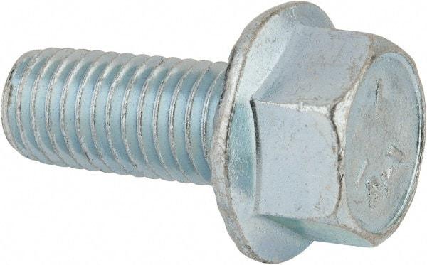 Value Collection - 5/8-11 UNC, 1-1/2" Length Under Head, Hex Drive Flange Bolt - 1-1/2" Thread Length, Grade 5 Steel, Serrated Flange, Zinc-Plated Finish - Makers Industrial Supply