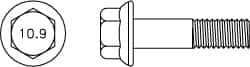 Value Collection - M16x2.00 Metric Coarse, 100mm Length Under Head, Hex Drive Flange Bolt - 50mm Thread Length, Grade 10.9 Alloy Steel, Smooth Flange, Phosphate & Oil Finish - Makers Industrial Supply