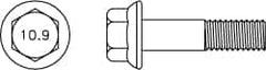 Value Collection - M16x2.00 Metric Coarse, 110mm Length Under Head, Hex Drive Flange Bolt - 50mm Thread Length, Grade 10.9 Alloy Steel, Smooth Flange, Phosphate & Oil Finish - Makers Industrial Supply