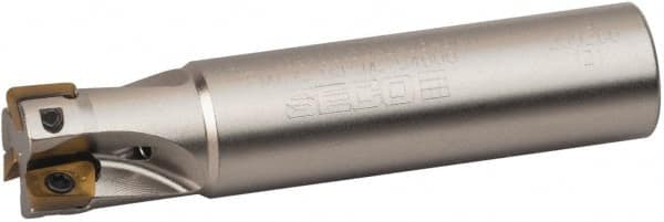 Seco - 1/2" Cut Diam, 0.197" Max Depth of Cut, 1/2" Shank Diam, 2.362" OAL, Indexable Square Shoulder End Mill - XO.X 0602 Inserts, Cylindrical Shank, 90° Lead Angle, Through Coolant, Series Nano Turbo - Makers Industrial Supply