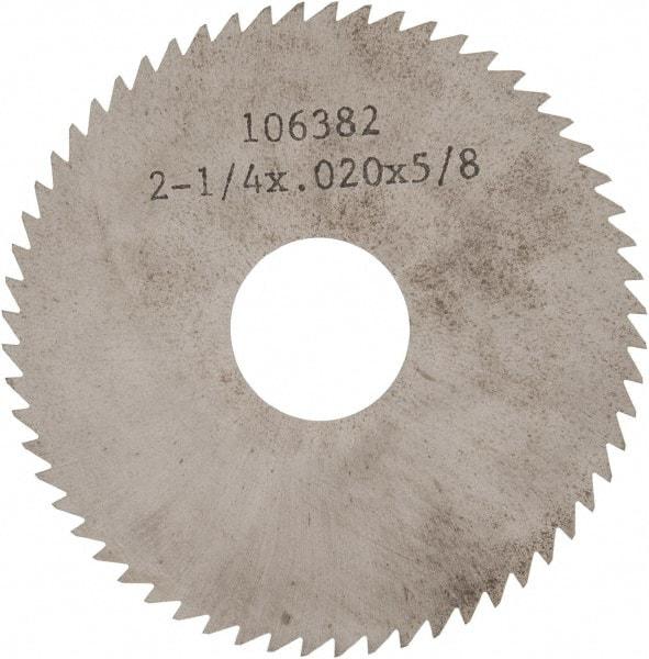 Made in USA - 2-1/4" Diam x 0.02" Blade Thickness x 5/8" Arbor Hole Diam, 60 Tooth Slitting and Slotting Saw - Arbor Connection, Solid Carbide, Concave Ground - Makers Industrial Supply