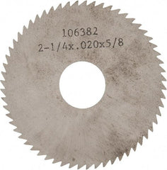 Made in USA - 2-1/4" Diam x 0.02" Blade Thickness x 5/8" Arbor Hole Diam, 60 Tooth Slitting and Slotting Saw - Arbor Connection, Solid Carbide, Concave Ground - Makers Industrial Supply