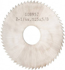 Made in USA - 2-1/4" Diam x 0.025" Blade Thickness x 5/8" Arbor Hole Diam, 60 Tooth Slitting and Slotting Saw - Arbor Connection, Solid Carbide, Concave Ground - Makers Industrial Supply