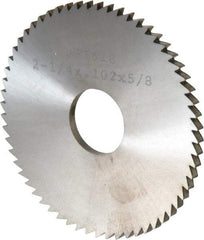 Made in USA - 2-1/4" Diam x 0.102" Blade Thickness x 5/8" Arbor Hole Diam, 60 Tooth Slitting and Slotting Saw - Arbor Connection, Solid Carbide, Concave Ground - Makers Industrial Supply