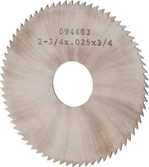 Made in USA - 2-3/4" Diam x 0.025" Blade Thickness x 3/4" Arbor Hole Diam, 72 Tooth Slitting and Slotting Saw - Arbor Connection, Solid Carbide, Concave Ground - Makers Industrial Supply