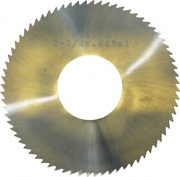 Made in USA - 2-3/4" Diam x 0.045" Blade Thickness x 1" Arbor Hole Diam, 72 Tooth Slitting and Slotting Saw - Arbor Connection, Solid Carbide, Concave Ground - Makers Industrial Supply