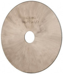 Made in USA - 3" Diam x 0.025" Blade Thickness, 1/2" Arbor Hole Diam, 230 Teeth, Solid Carbide Jeweler's Saw - Uncoated - Makers Industrial Supply