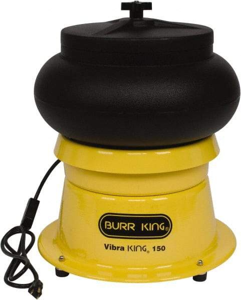 Burr King - 0.33 Cu Ft, 1/5 hp, Vibratory Tumbler - Adjustable Amplitude, Flow Through Drain - Makers Industrial Supply