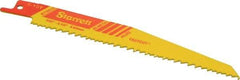 Starrett - 6" Long x 3/4" Thick, Bi-Metal Reciprocating Saw Blade - Tapered Profile, 6 to 10 TPI, Toothed Edge, Universal Shank - Makers Industrial Supply