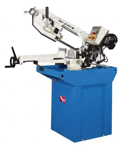 Enco - 9-3/8 x 6-1/4" Max Capacity, Manual Geared Head Horizontal Bandsaw - 138 & 276 SFPM Blade Speed, 220 Volts, 45 & 60°, 1.5 hp, 3 Phase - Makers Industrial Supply